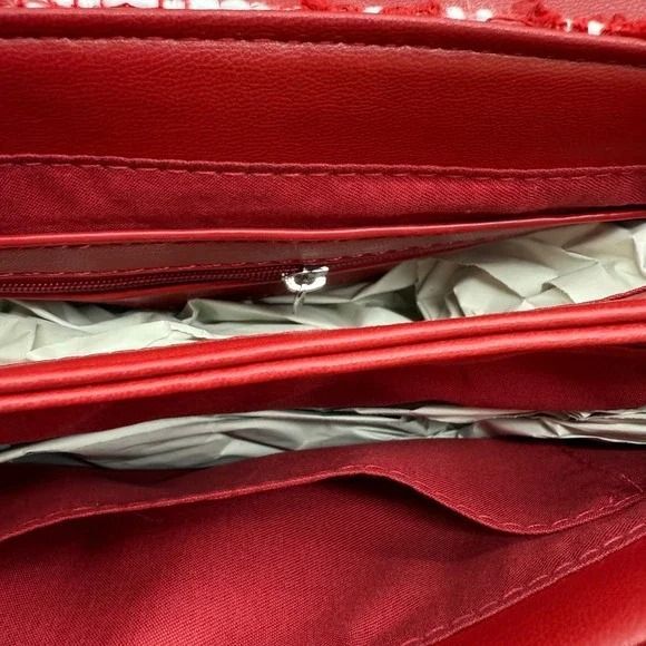 NWT Badgley Mischka Red Tweed Chain Crossbody – Holiday Glam Perfection - Picture 7 of 12